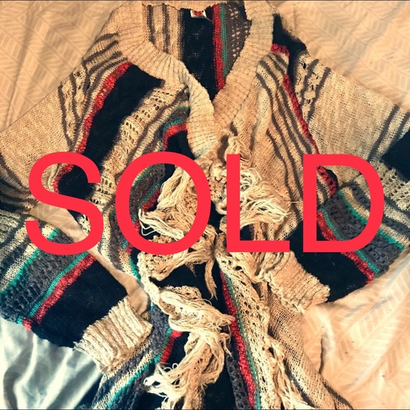 Circus Sweaters - ❌SOLD❌ Striped Fringe Open Cardigan